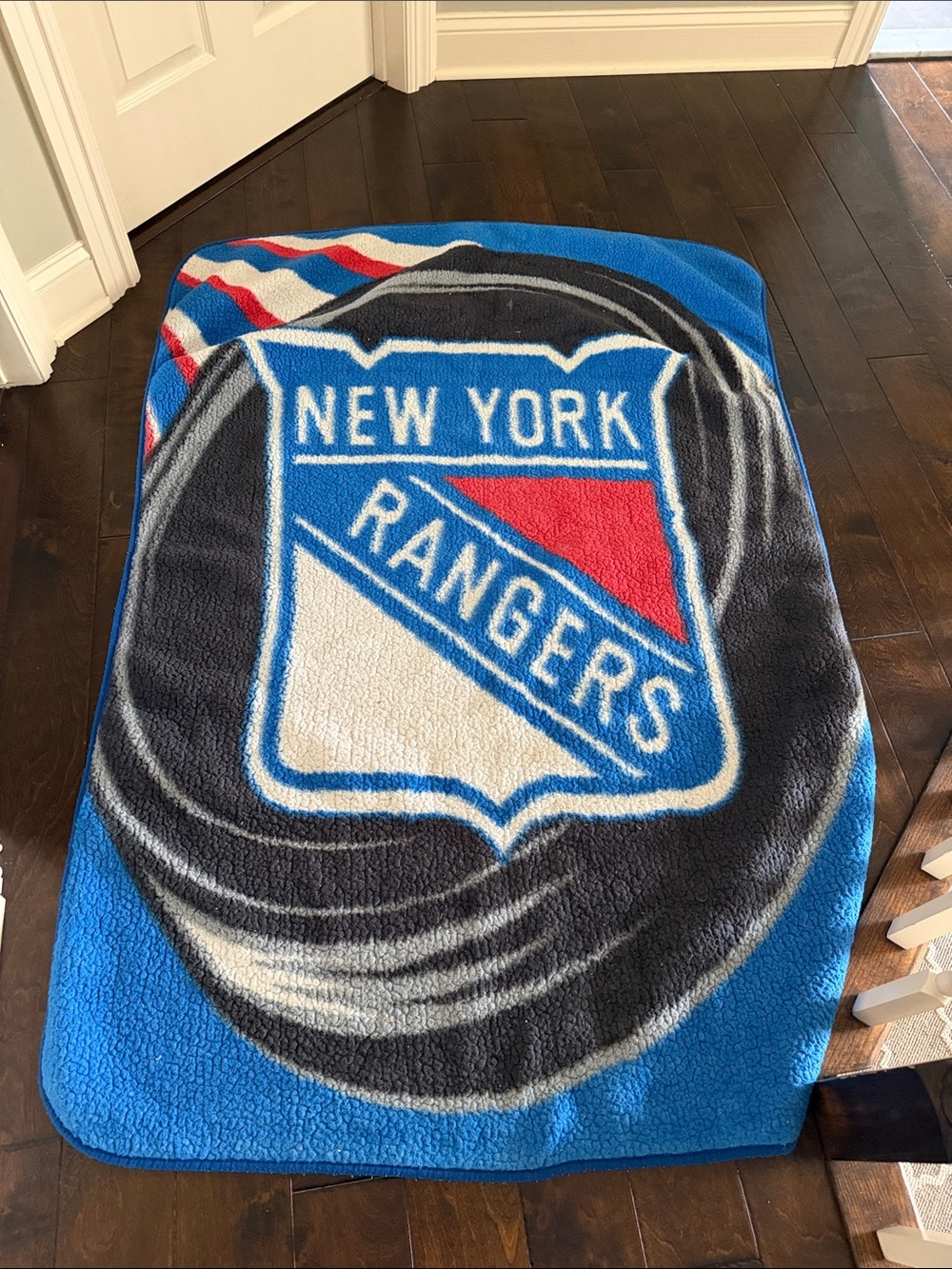 NHL New York Rangers Blue White Red Fleece Throw Blanket